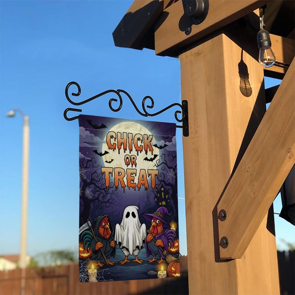 Funny Chicken Halloween Garden Flag: Ghost Rooster Farmhouse Decor