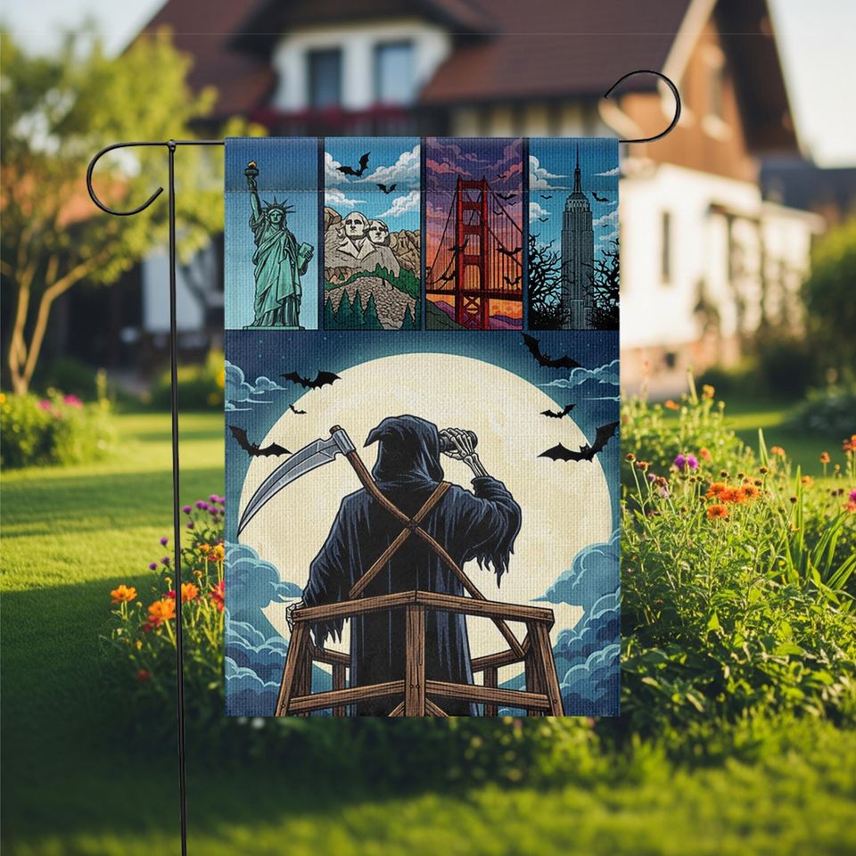 Grim Reaper Garden Flag: Spooky Halloween Yard Decor