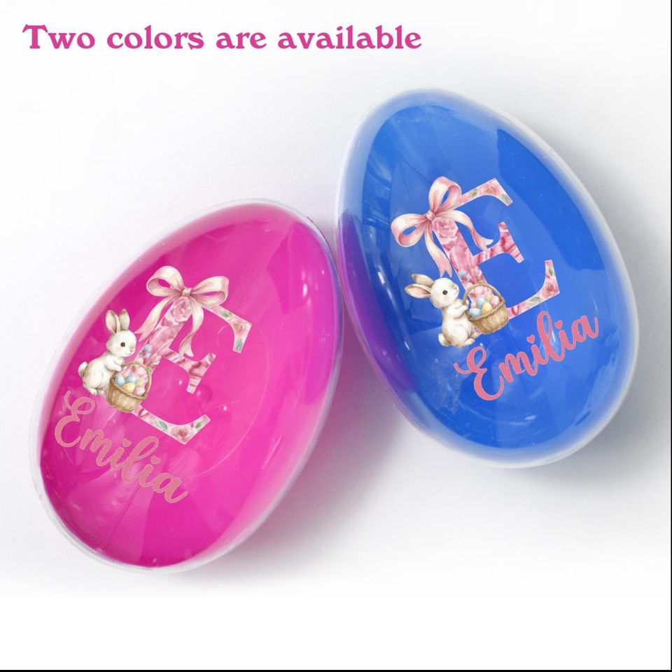 Personalized Jumbo Bunny Easter Egg: Custom Name Floral Monogram