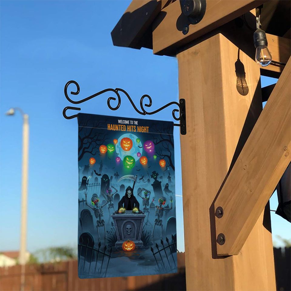 Halloween Garden Flag: Dancing Skeletons & Grim Reaper Yard Decor