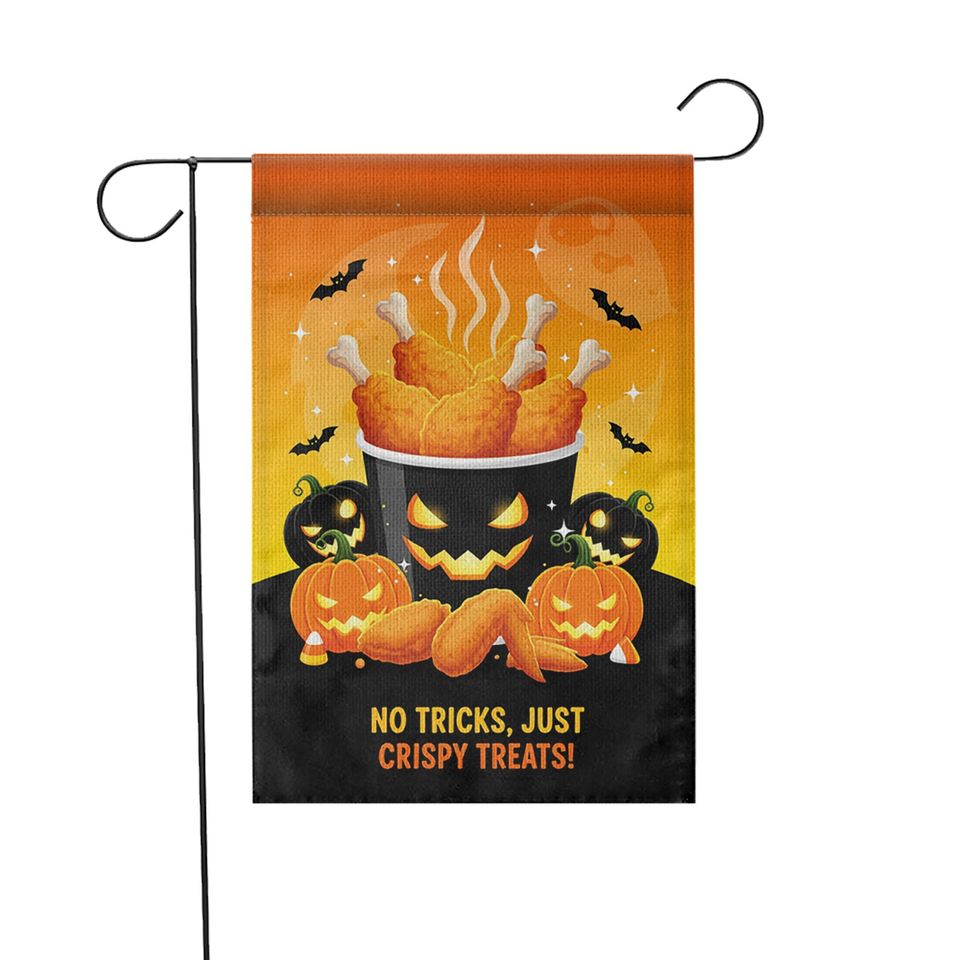 Funny Halloween Chicken Garden Flag: Crispy Treats Pumpkin Yard Decor