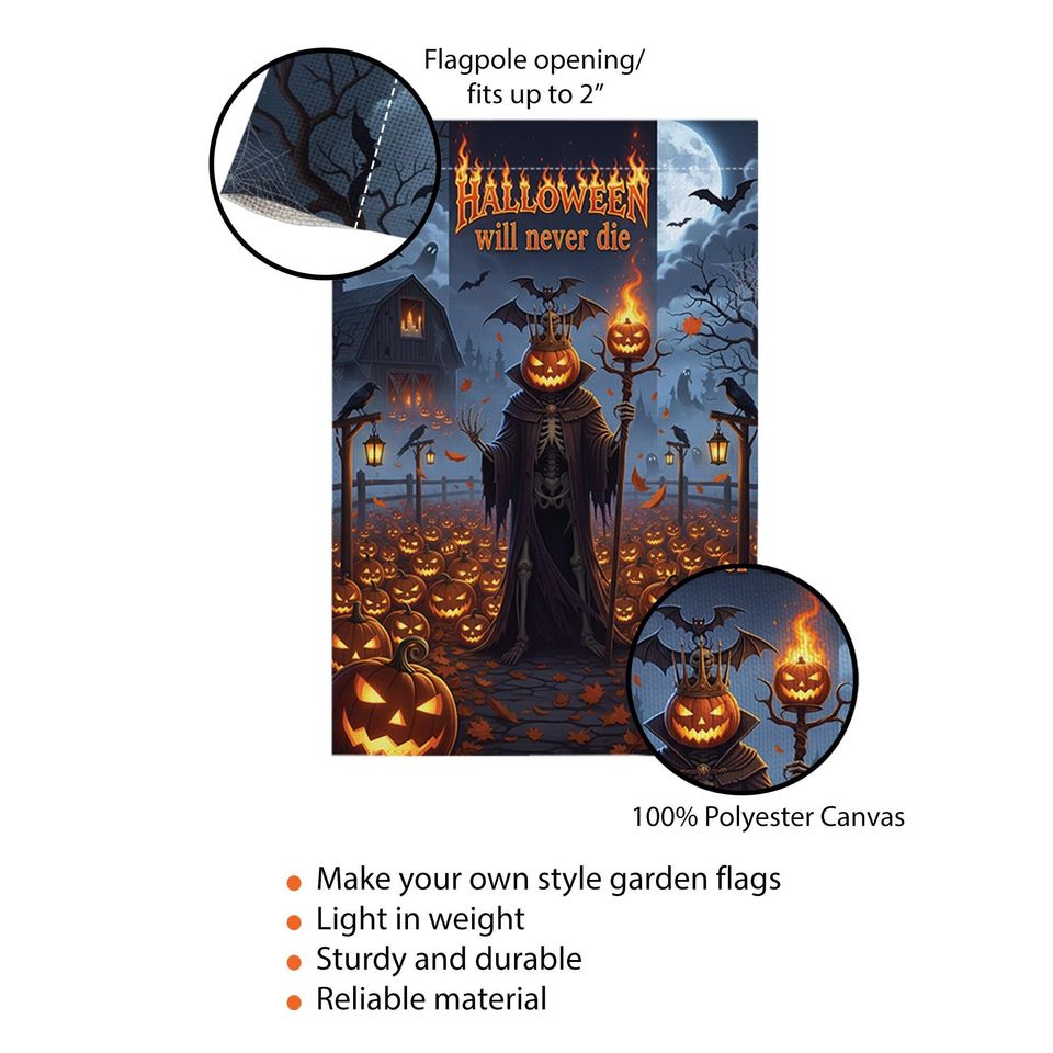 Gothic Halloween Garden Flag: Grim Reaper Pumpkin Decor