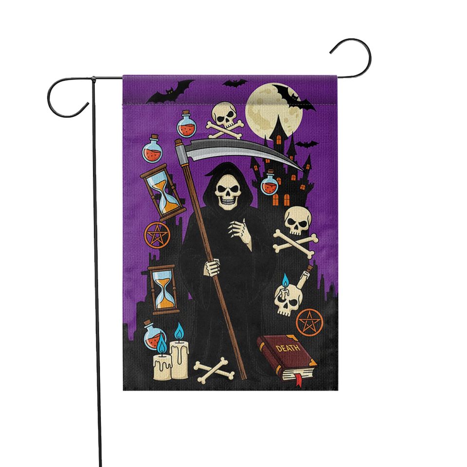 Grim Reaper Halloween Garden Flag: Spooky Gothic Yard Decor
