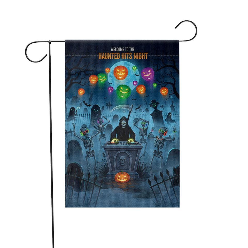 Halloween Garden Flag: Dancing Skeletons & Grim Reaper Yard Decor