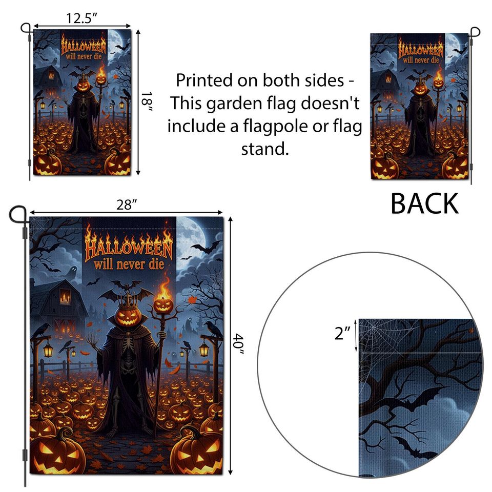 Gothic Halloween Garden Flag: Grim Reaper Pumpkin Decor