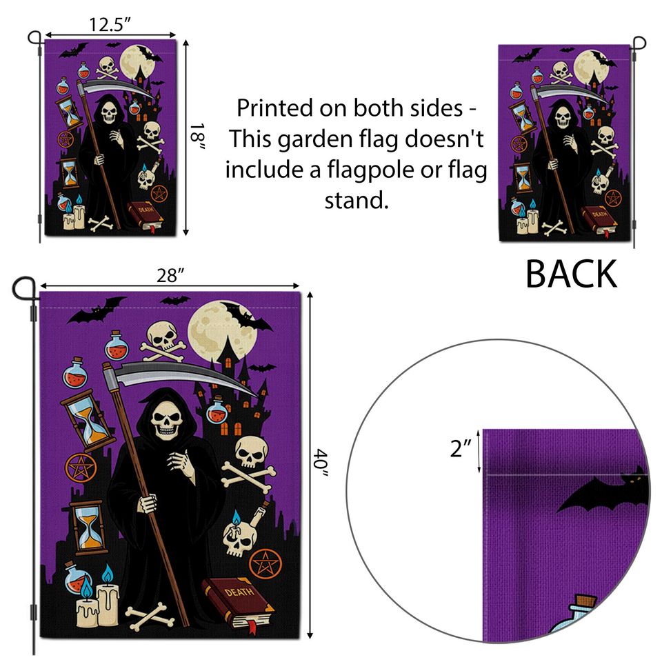 Grim Reaper Halloween Garden Flag: Spooky Gothic Yard Decor