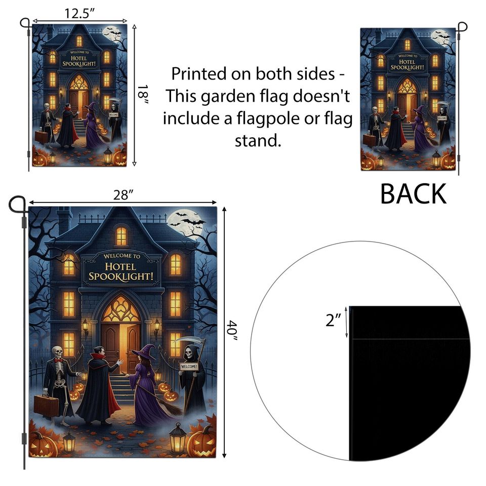 Halloween Haunted Hotel Garden Flag: Spooklight Decor, Dracula, Witch