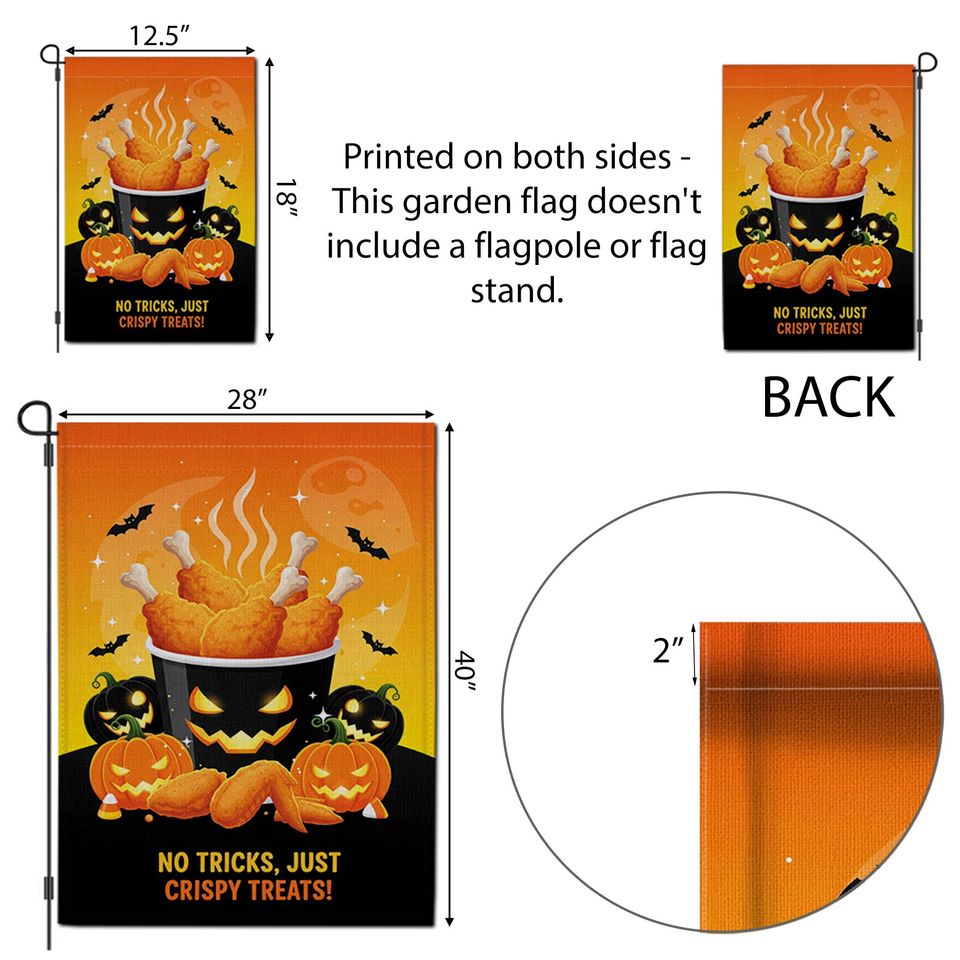 Funny Halloween Chicken Garden Flag: Crispy Treats Pumpkin Yard Decor