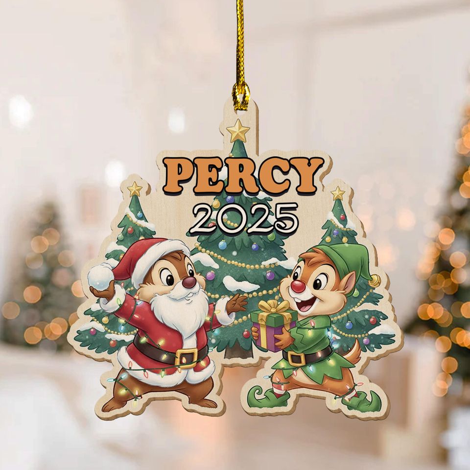 Personalized Chip and Dale Ornament, Custom Christmas Chip N' Dale Ornament