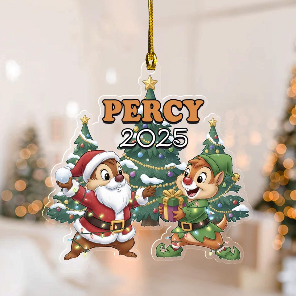 Personalized Chip and Dale Ornament, Custom Christmas Chip N' Dale Ornament