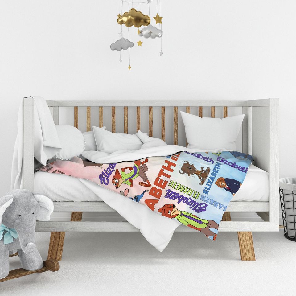Personalized Watercolor Disney Zootopia Blanket
