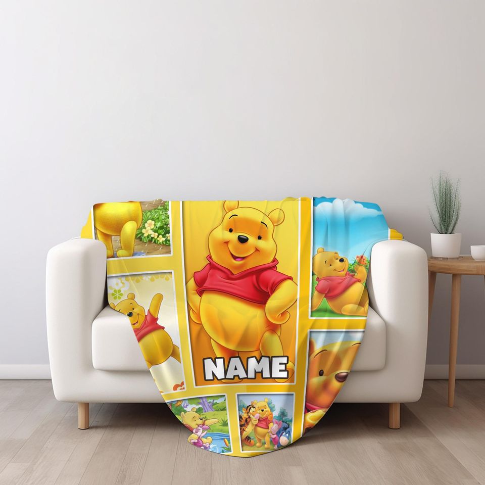 Personalized Winnie The Pooh and Friends Blanket, Pooh Bear Blanket