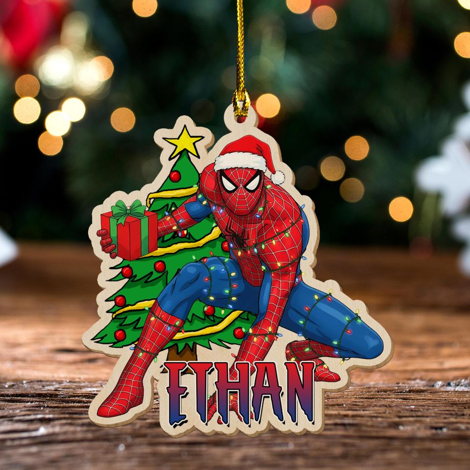Personalized Spiderman Ornament, Custom Name Spidey Christmas Ornament