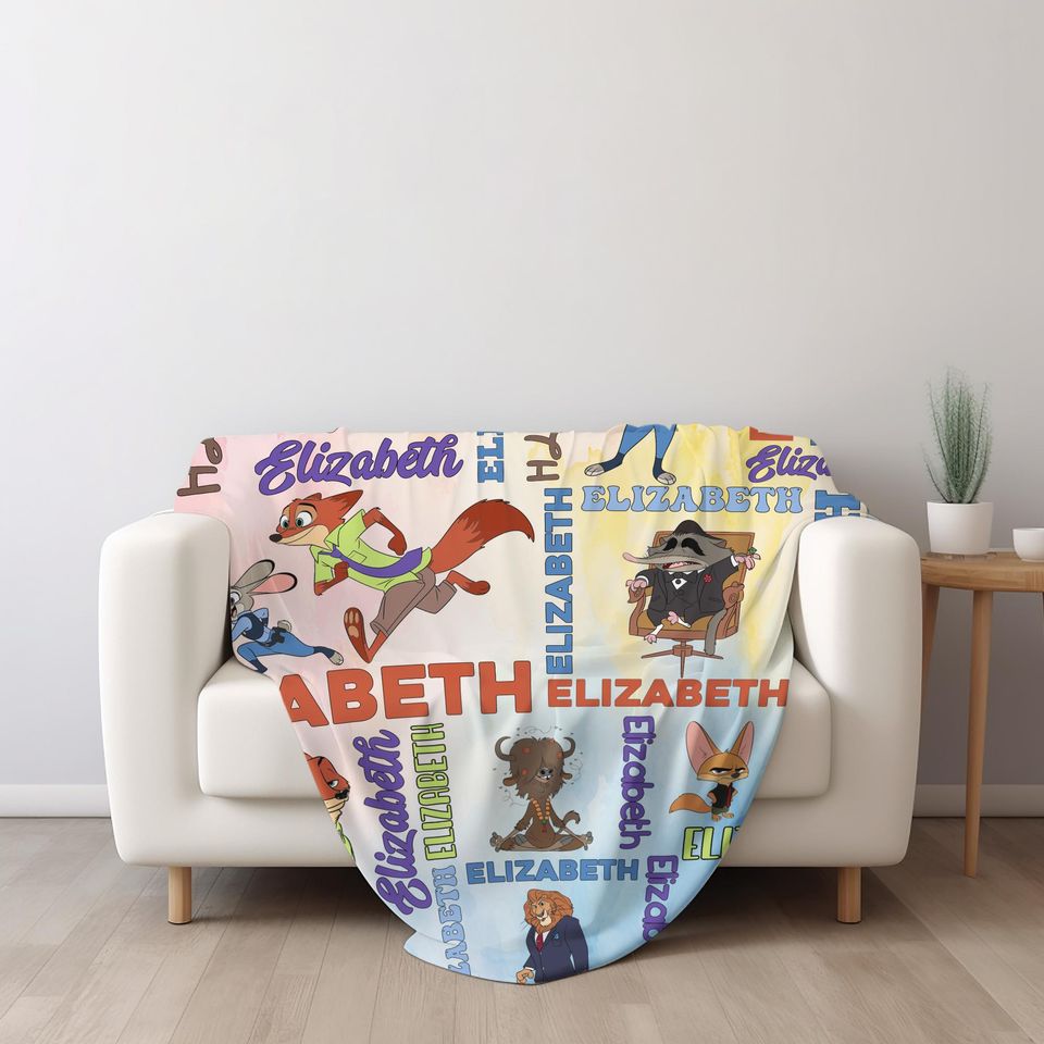 Personalized Watercolor Disney Zootopia Blanket