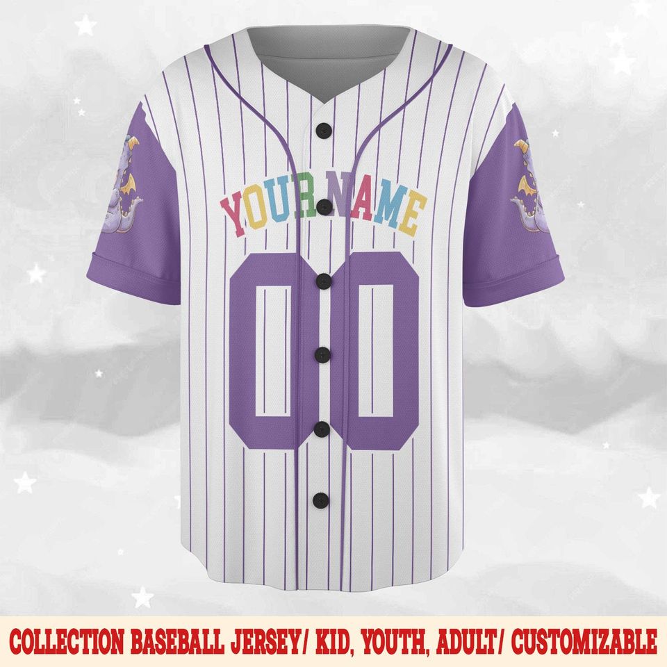 Personalized Figment Baseball Jersey, Custom Epcot Figment Collection Shirt, Disney Dragon Jersey