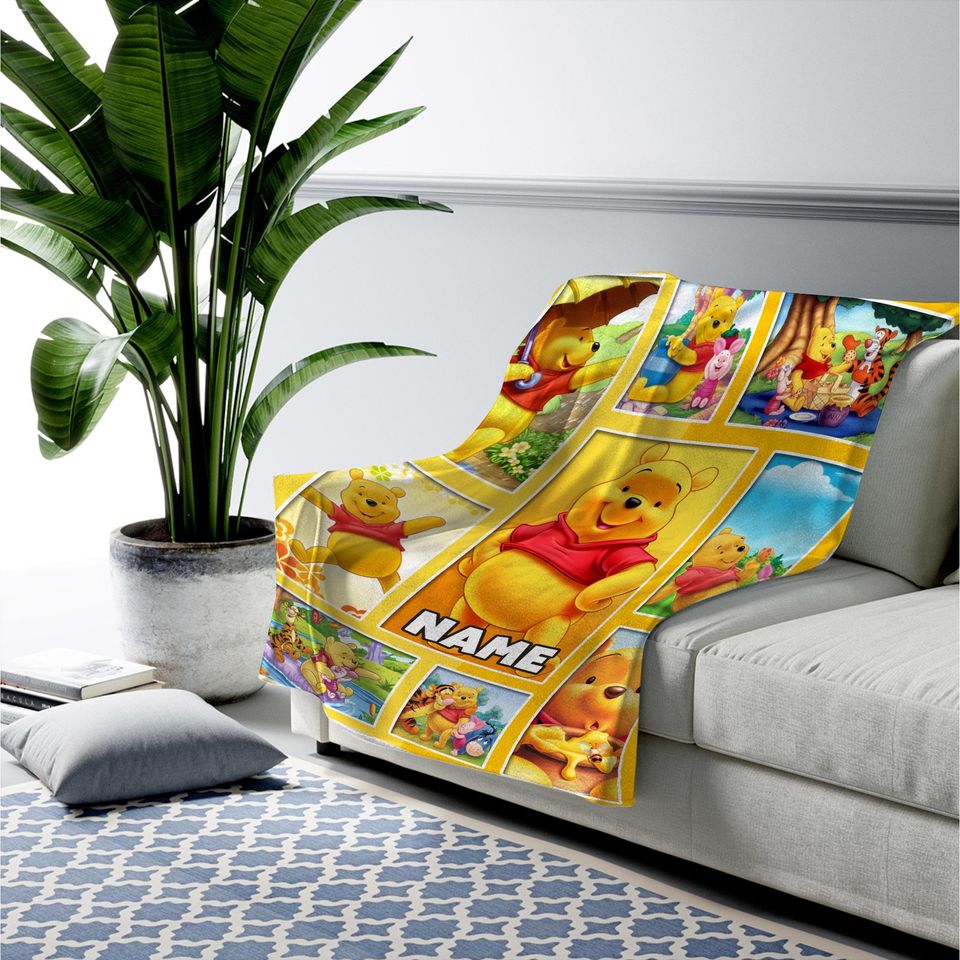 Personalized Winnie The Pooh and Friends Blanket, Pooh Bear Blanket