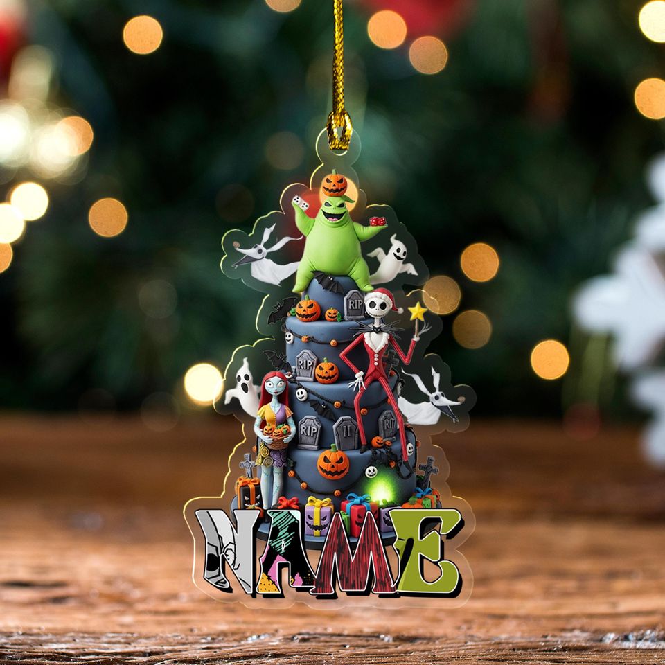 Personalized Nightmare Before Christmas Ornament, Jack Skellington Sally Zero Decor