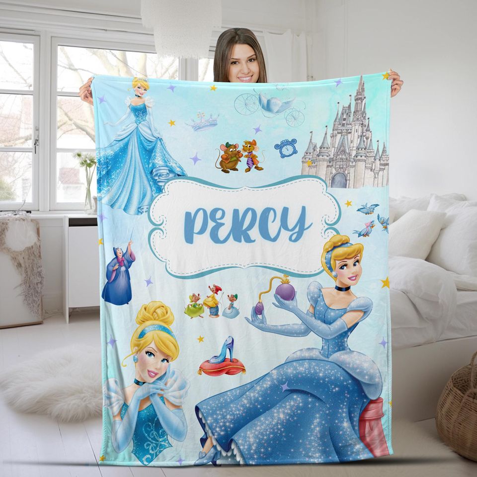Personalized Cinde Princess Blanket, Disneyland Princess Blanket