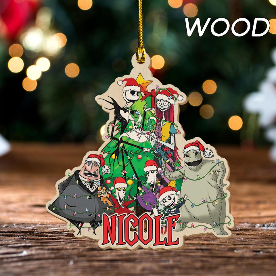Personalized Name Nightmare Before Christmas Tree Ornament, Nightmare Christmas Ornament