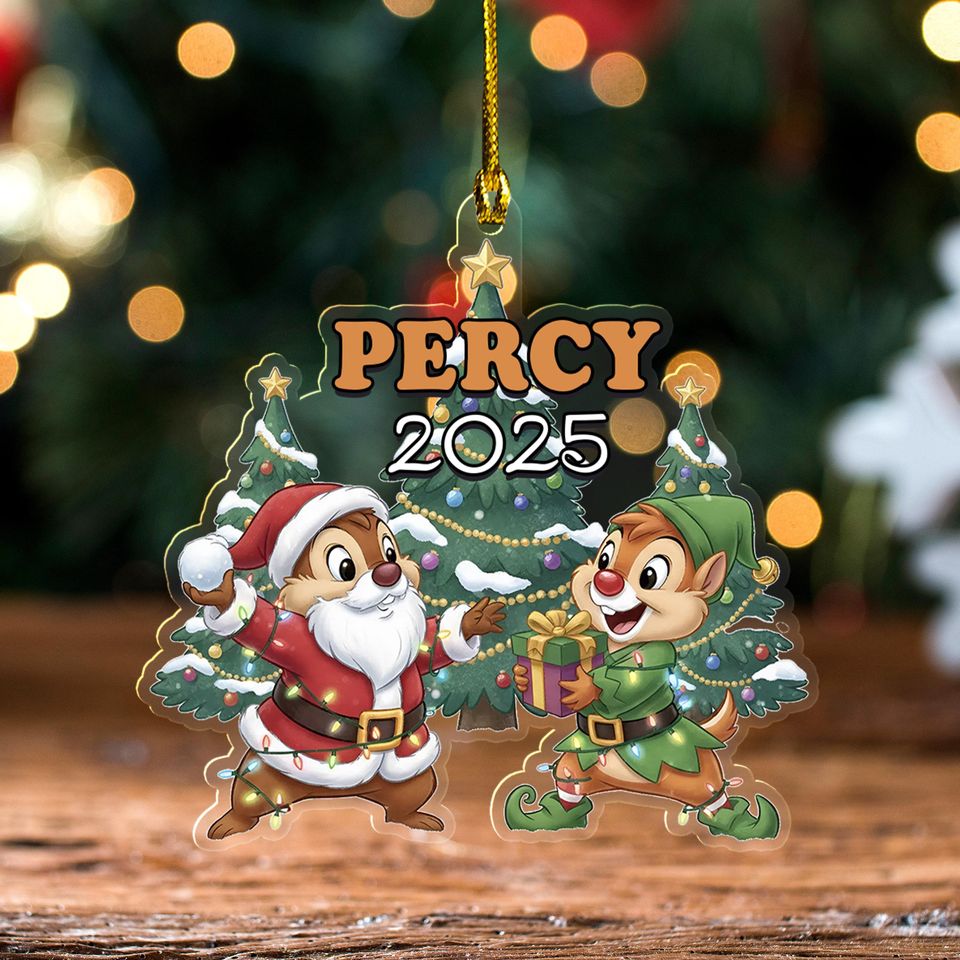 Personalized Chip and Dale Ornament, Custom Christmas Chip N' Dale Ornament