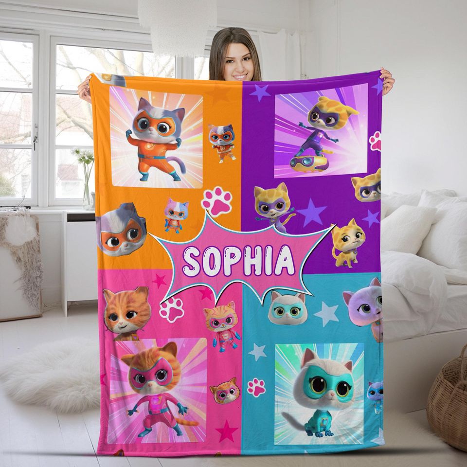Custom Superkitties Blanket, Custom Super Kitties Blanket