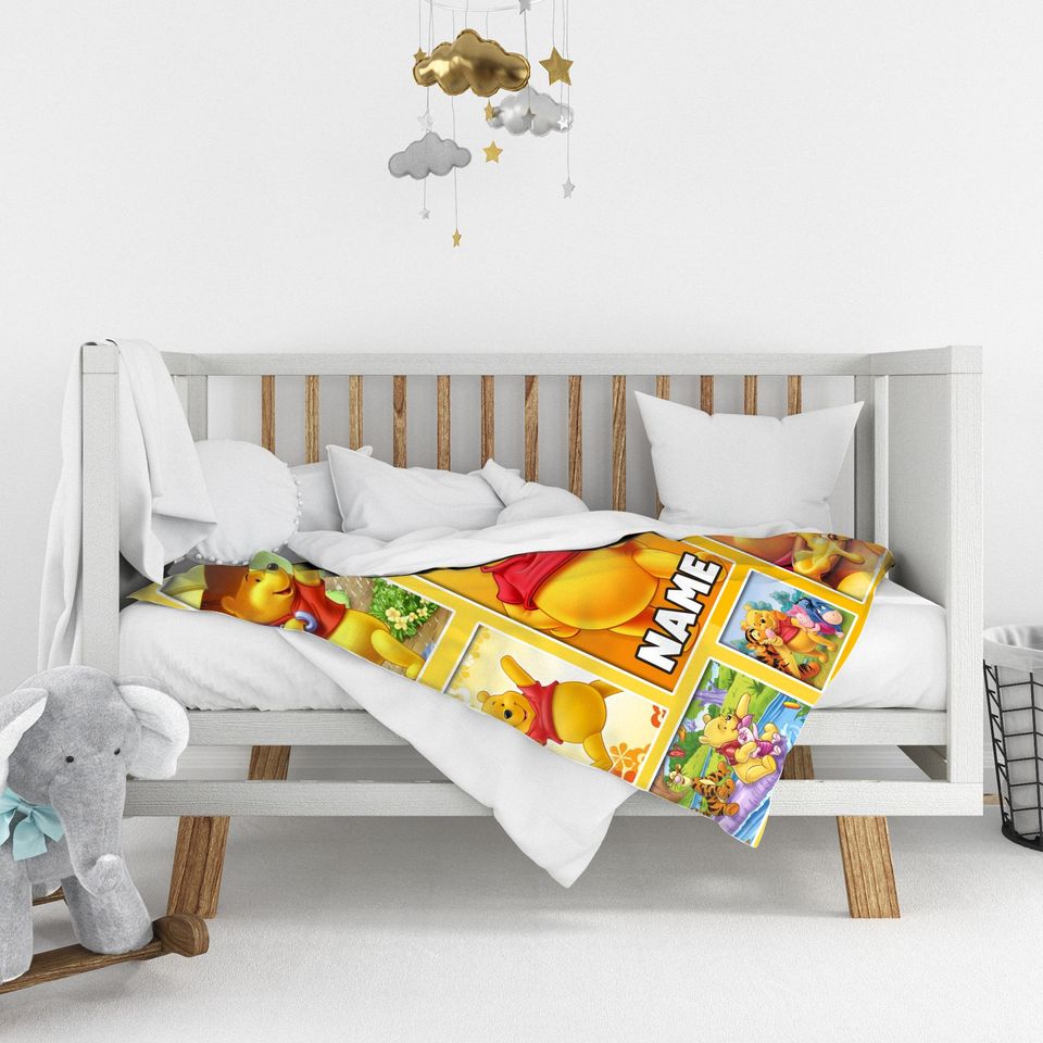 Personalized Winnie The Pooh and Friends Blanket, Pooh Bear Blanket