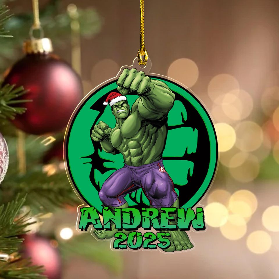 Personalized Hulk Christmas Ornament, Customized 2025 Christmas Tree Decor