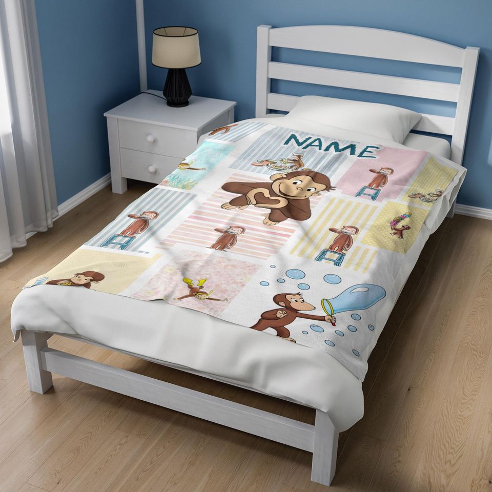 Personalized Curious George Blanket, Curious George Blanket, Custom Name Blanket