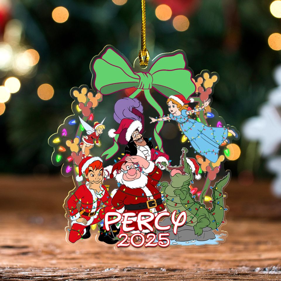 Personalized Peter Pan Christmas Ornament, Tinker Bell Customized 2025 Christmas Tree Decor