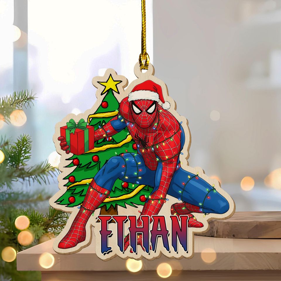 Personalized Spiderman Ornament, Custom Name Spidey Christmas Ornament
