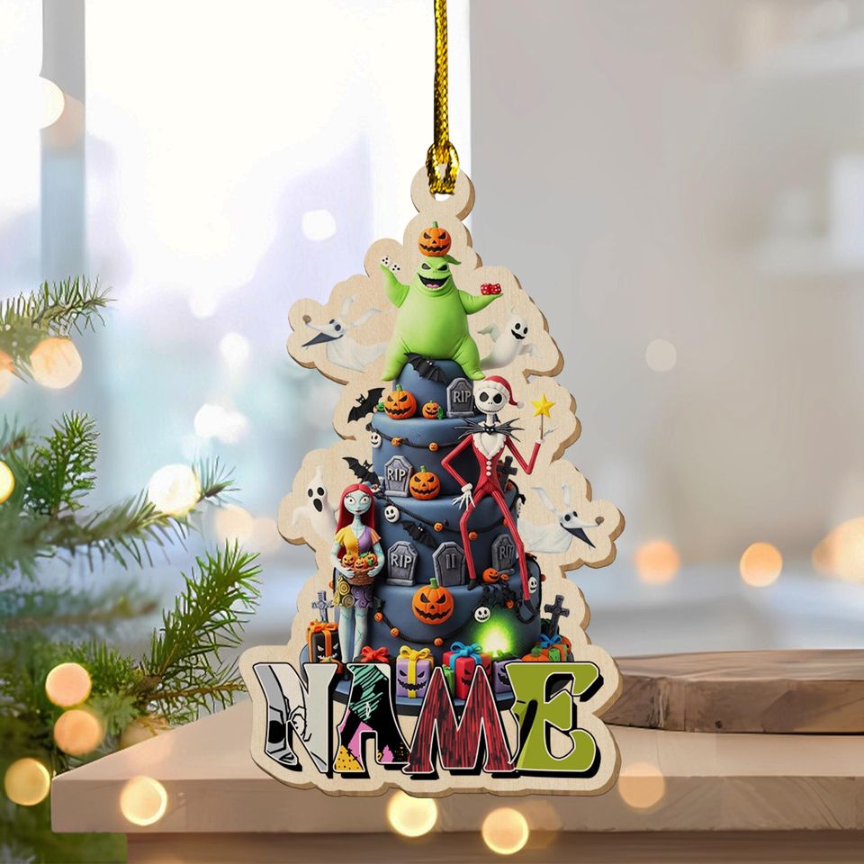 Personalized Nightmare Before Christmas Ornament, Jack Skellington Sally Zero Decor