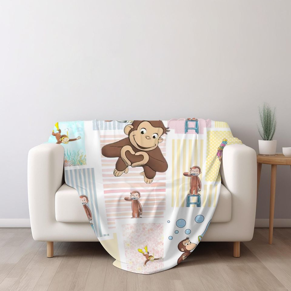 Personalized Curious George Blanket, Curious George Blanket, Custom Name Blanket