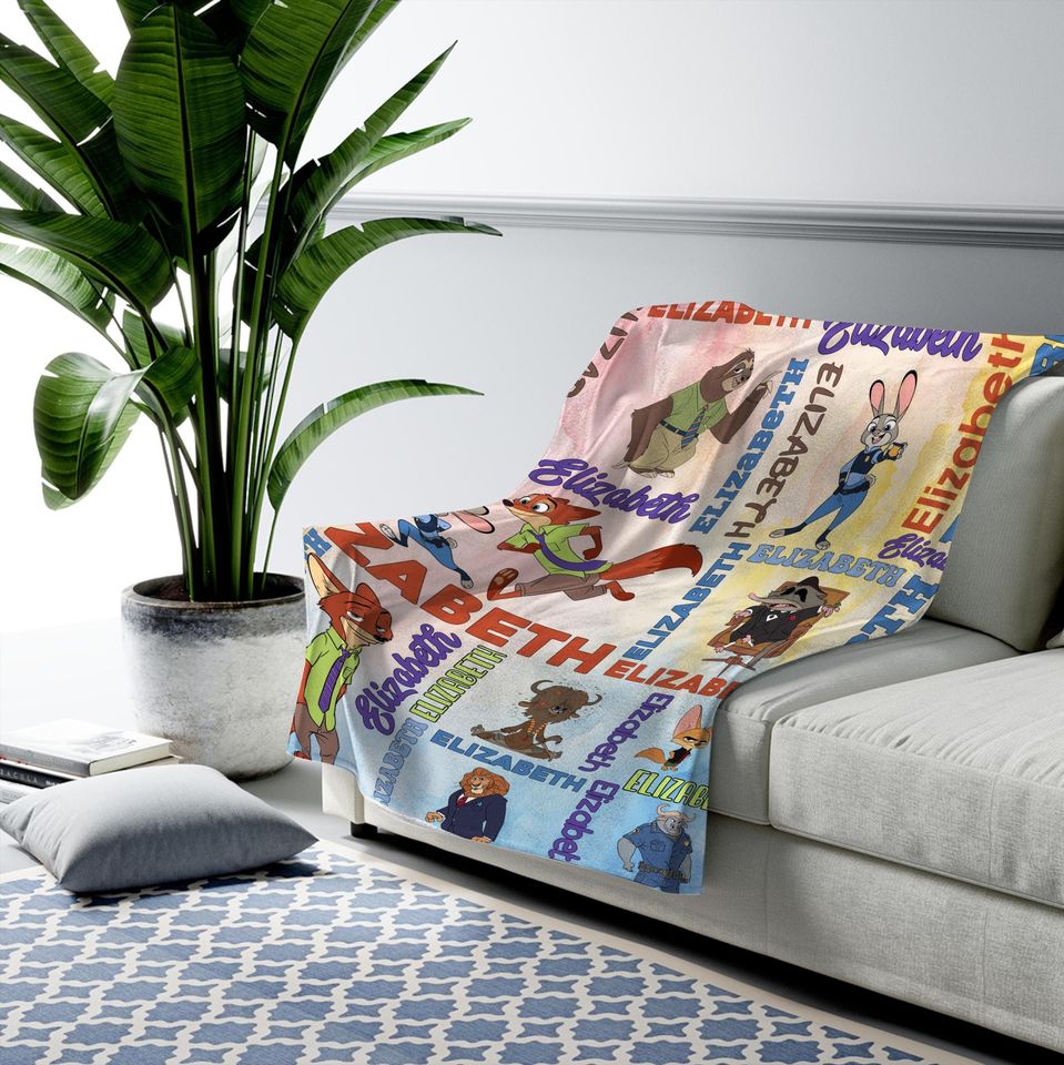 Personalized Watercolor Disney Zootopia Blanket