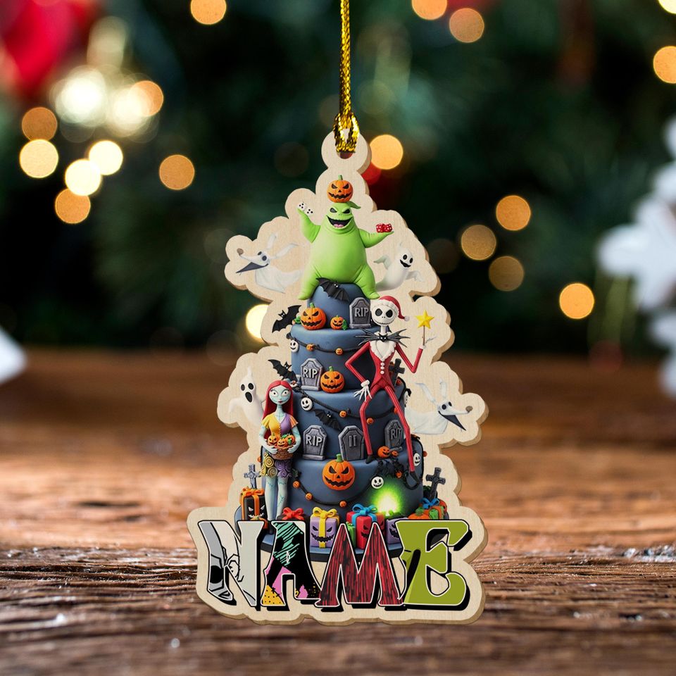 Personalized Nightmare Before Christmas Ornament, Jack Skellington Sally Zero Decor