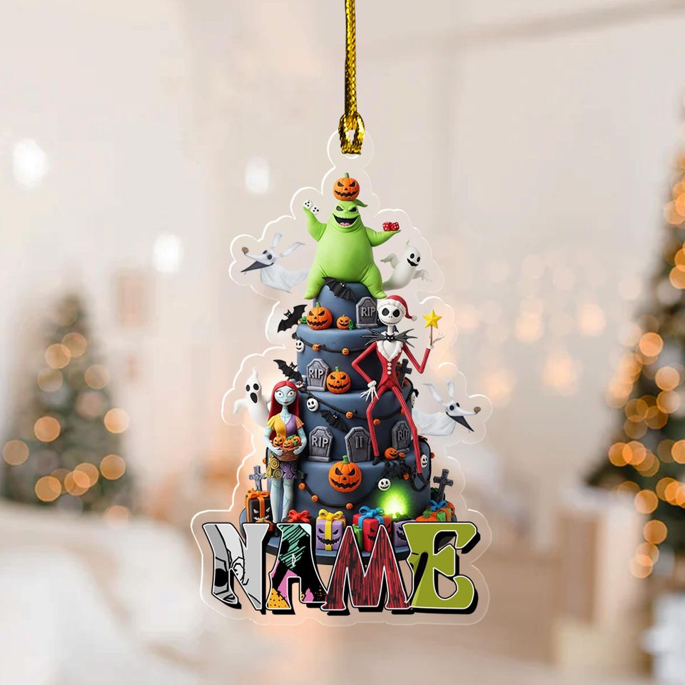 Personalized Nightmare Before Christmas Ornament, Jack Skellington Sally Zero Decor
