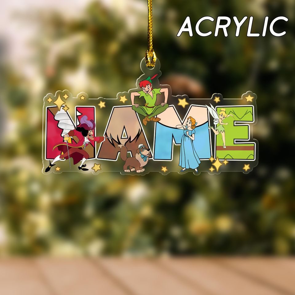 Personalized Peter Pan Christmas Ornament, Tinker Bell Customized 2024 Christmas Tree Decor