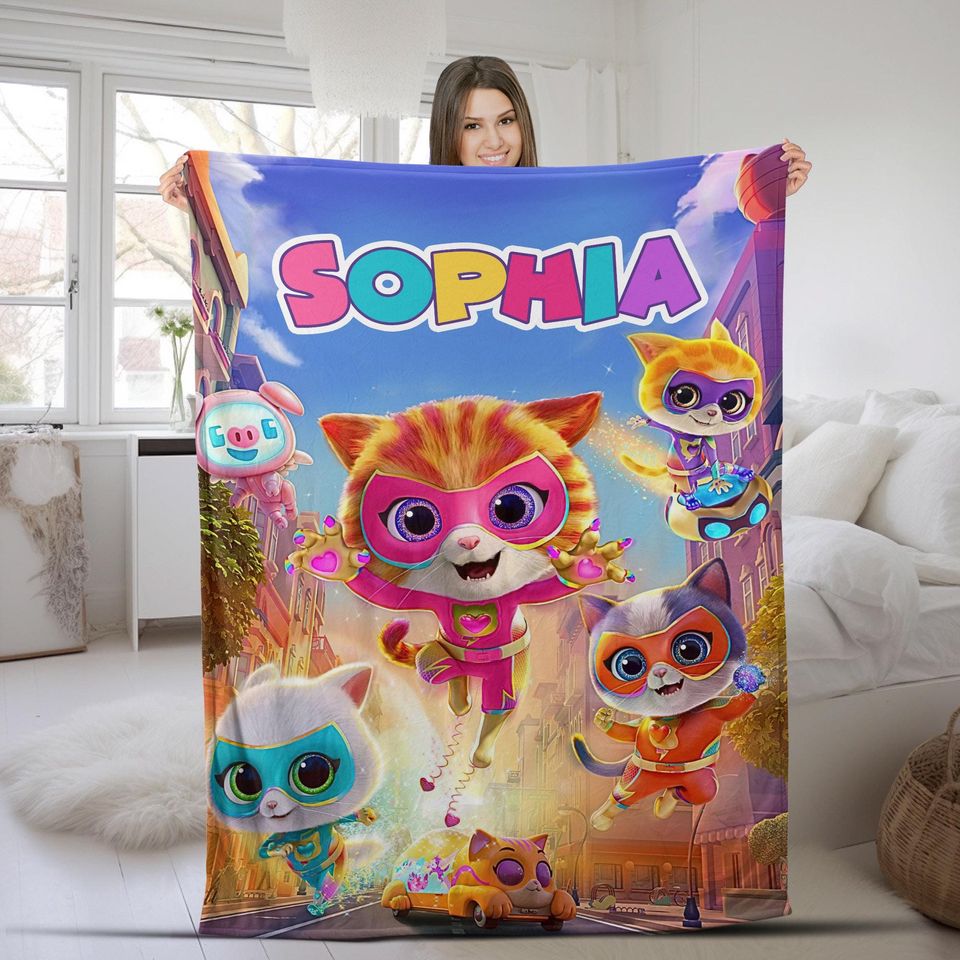 Custom Superkitties Blanket, Personalized Super Kitties Blanket