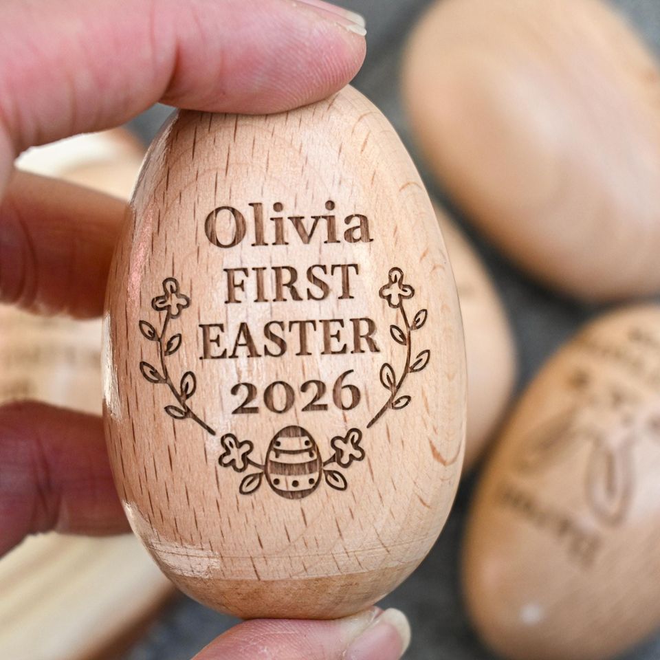 Personalized Wooden Easter Egg Shakers, Easter Basket Gifts, Baby First Easter, Egg Keepsake, Kids Musical Instrument, Easter Decor