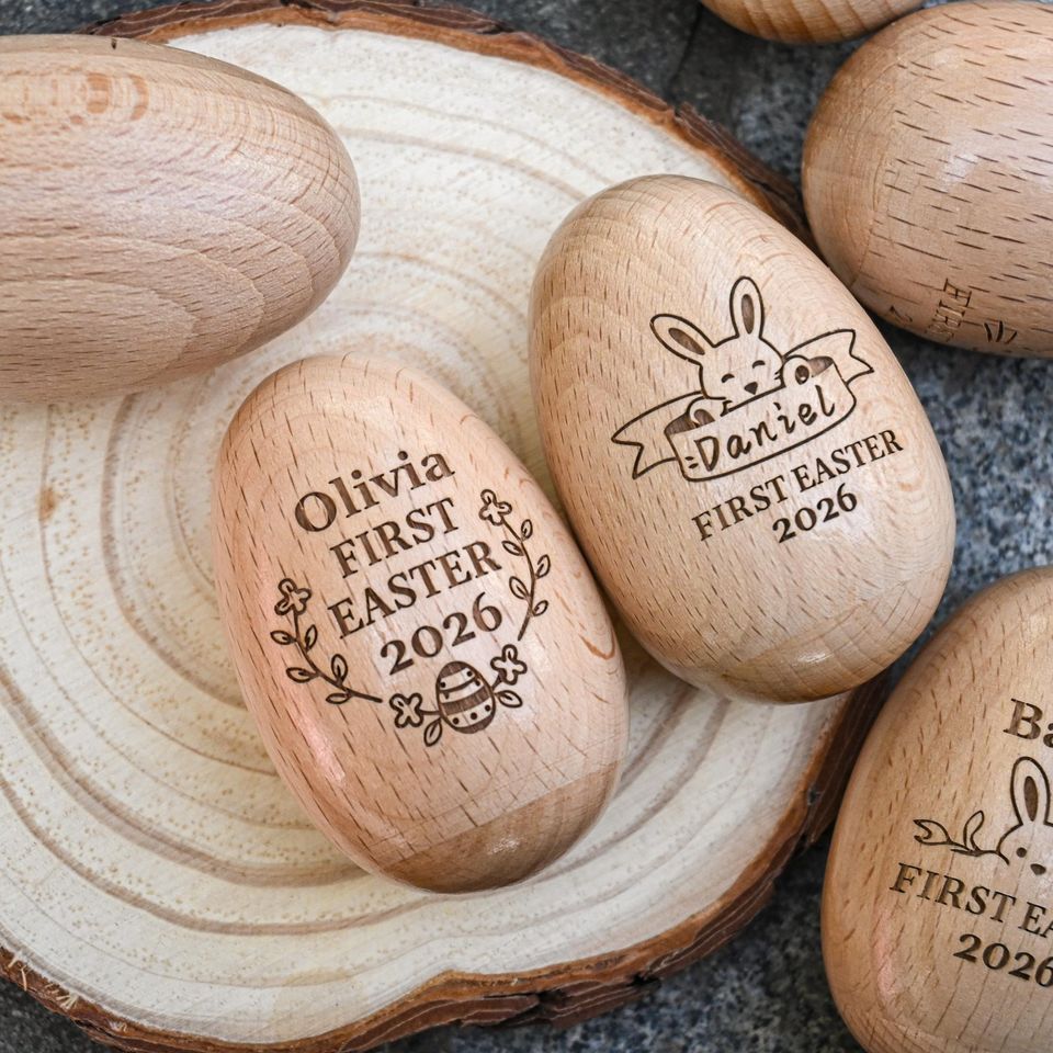 Personalized Wooden Easter Egg Shakers, Easter Basket Gifts, Baby First Easter, Egg Keepsake, Kids Musical Instrument, Easter Decor