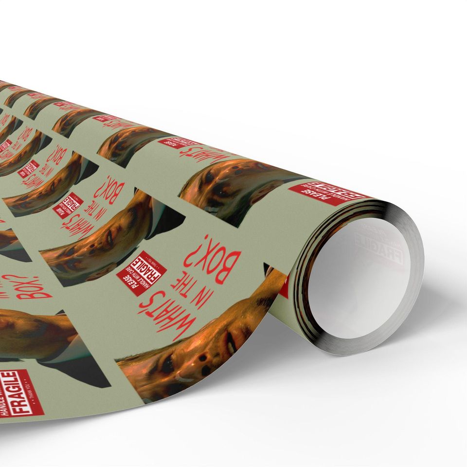 What's In the Box? Wrapping Paper Roll, Unique Holiday Wrapping Paper, Humor Xmas Gift Wrap for Friends, Funny 90s Movie Inspired Gift Wrap