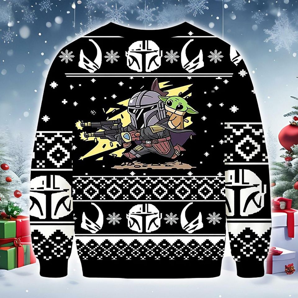 Space Warrior Christmas Sweatshirt With Green Alien