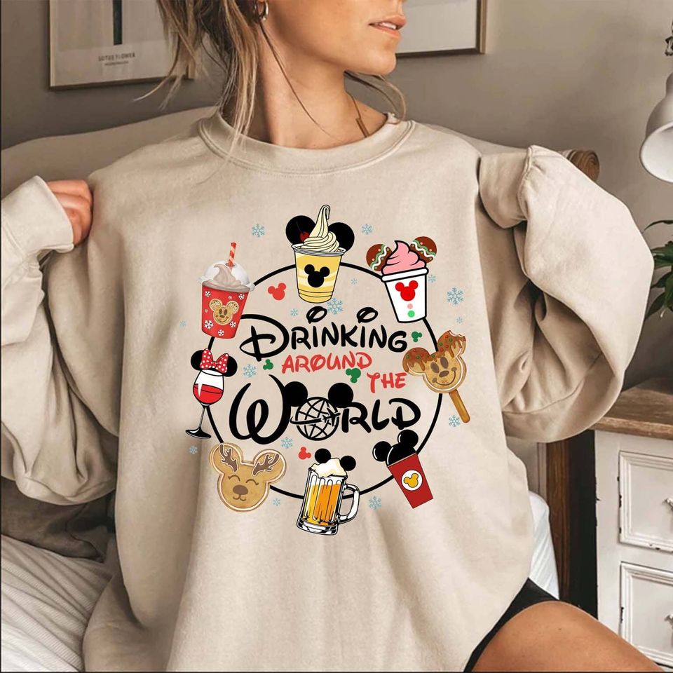 Snacking Around the World, Drinking Around the World, Disney Christmas  sweatshirt