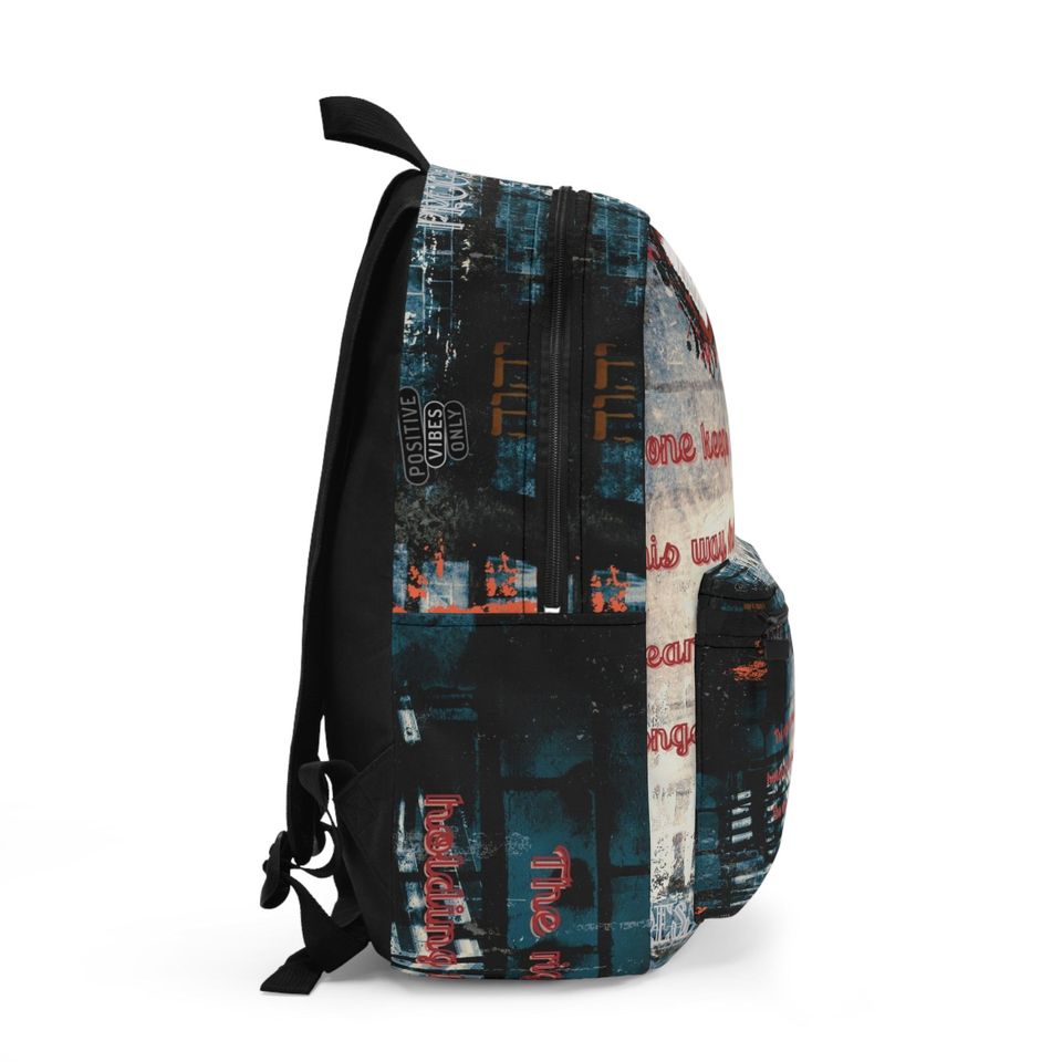 Lightweight Polyester Backpack with Graffiti Art Design