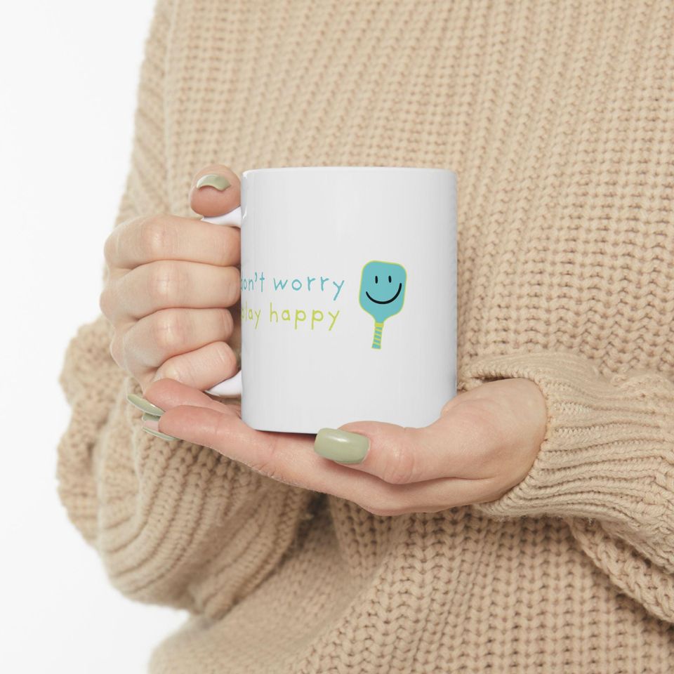 Playful Ceramic Mug - Pickleball Happiness