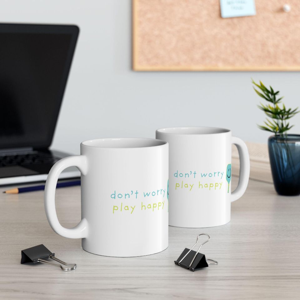 Playful Ceramic Mug - Pickleball Happiness