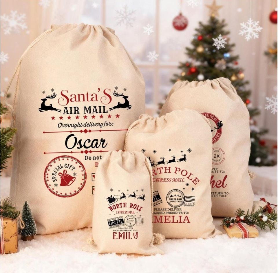 Christmas Present Sack, Personalised Christmas Toy Sack, Santa Bag, Custom Christmas Santa Sack, Santa Sack with Name, Christmas Gift