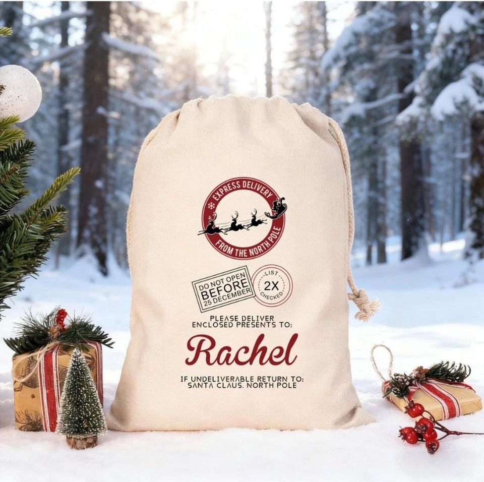 Christmas Present Sack, Personalised Christmas Toy Sack, Santa Bag, Custom Christmas Santa Sack, Santa Sack with Name, Christmas Gift