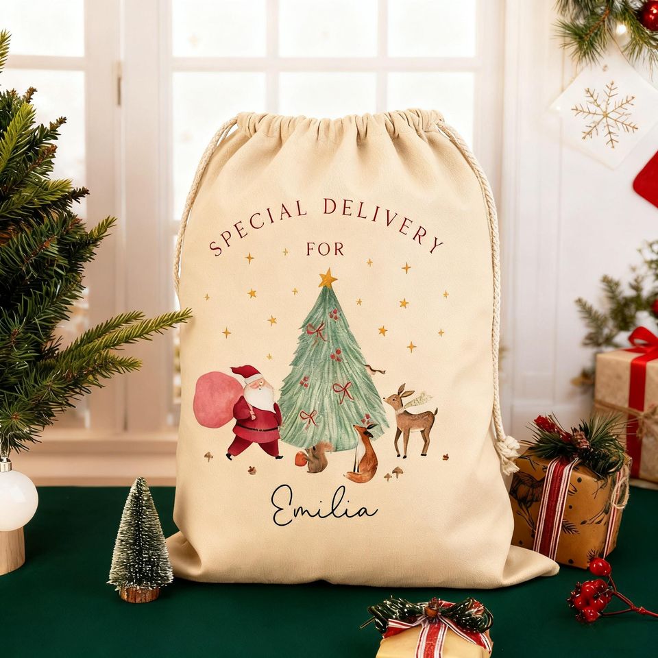 Traditional Sack, Baby First Christmas Santa Sack, Large Christmas Toy Sack, Custom Santa Sack,My first Christmas Sack,Family Christmas Gift