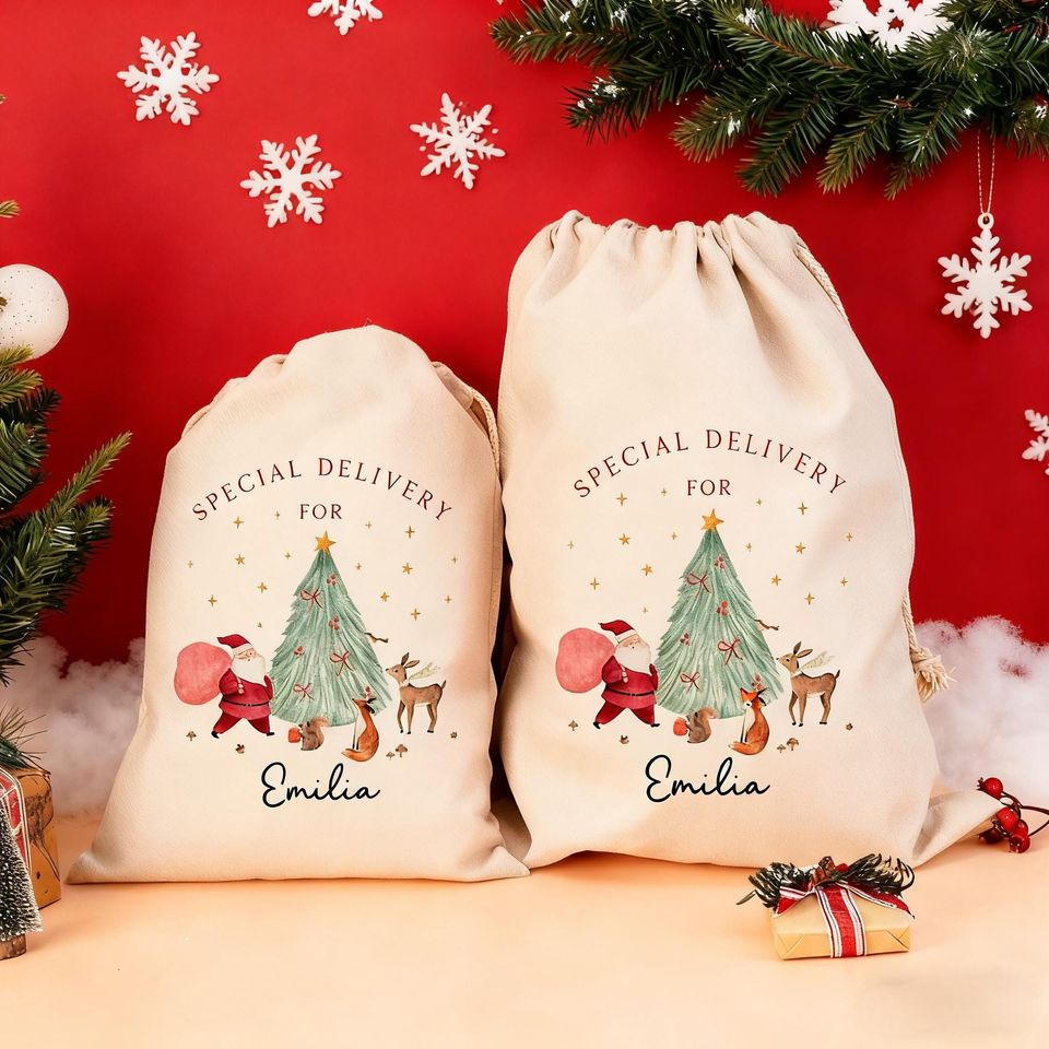 Traditional Sack, Baby First Christmas Santa Sack, Large Christmas Toy Sack, Custom Santa Sack,My first Christmas Sack,Family Christmas Gift