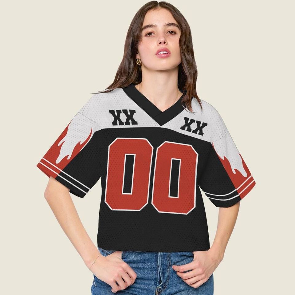 Chris Brown Breezy Bowl Personalized Black Red Fire Crop Baseball Jersey